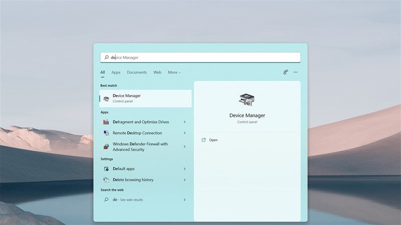 Tìm kiếm Device Manager trên thanh Taskbar của Windows