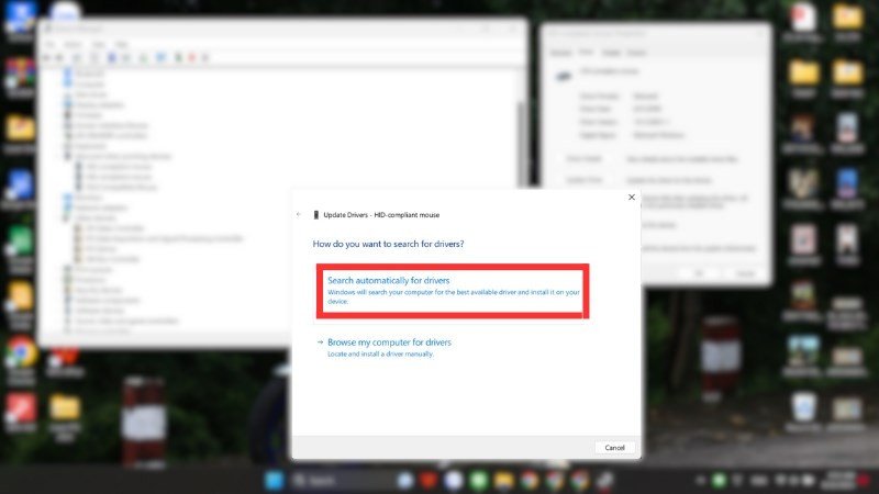 Tìm kiếm driver tự động để khôi phục con trỏ chuột trên laptop