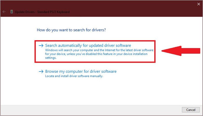 Tìm kiếm Driver tự động để sửa sự cố bàn phím