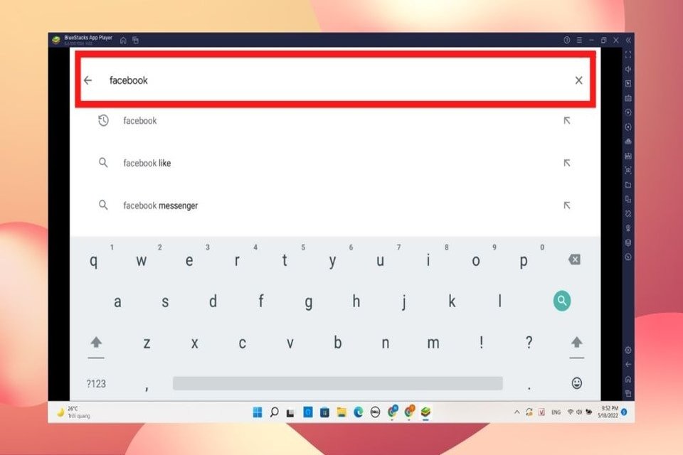 Tìm kiếm Facebook trên CH Play trong giả lập