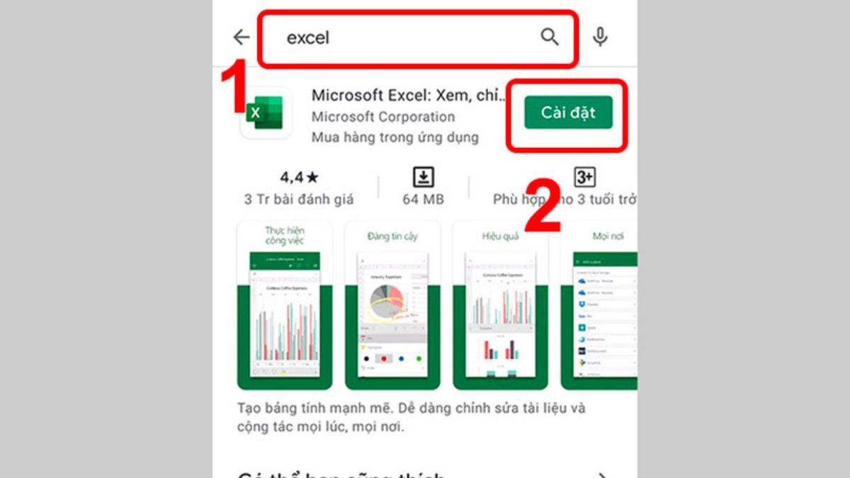Tìm kiếm Microsoft Excel trên CH Play