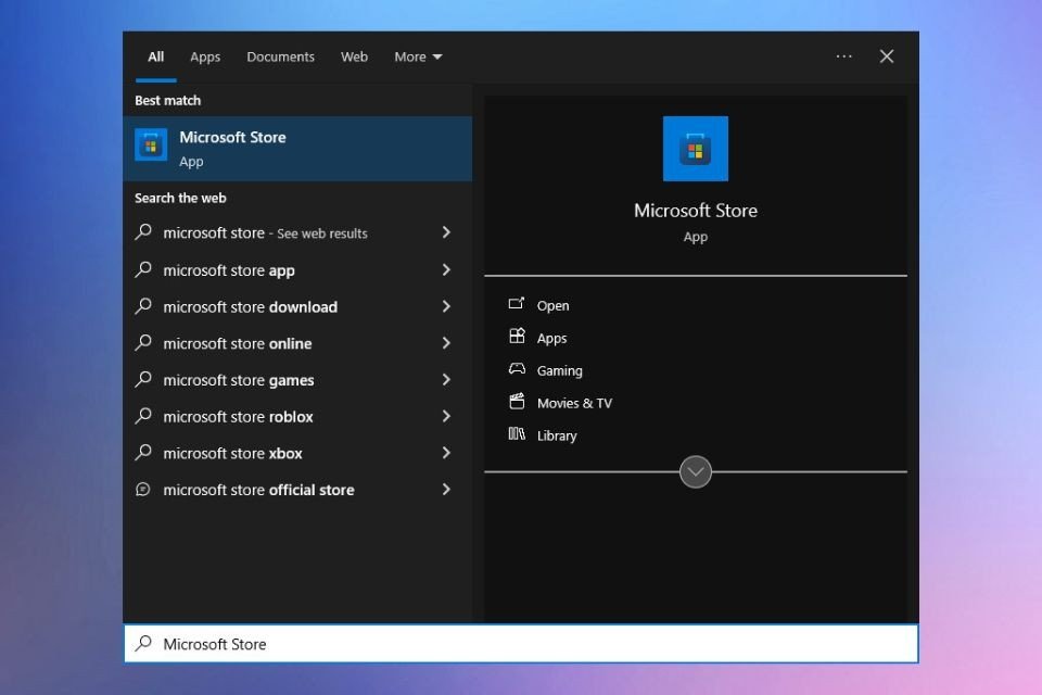 Tìm kiếm Microsoft Store để tải Facebook về laptop