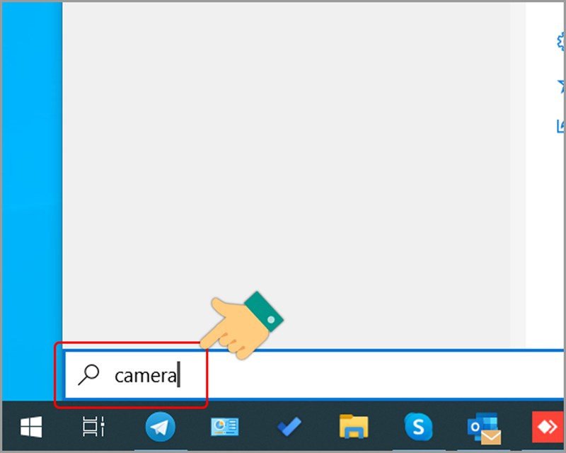 Tìm kiếm ứng dụng Camera trên laptop Dell chạy Windows 10