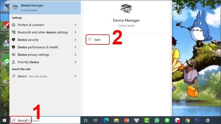 Tìm kiếm và mở Device Manager trong Windows