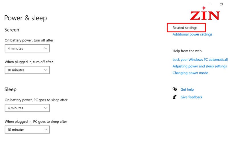 Tìm mục Related Settings để tùy chỉnh nút nguồn khi laptop bị đơ