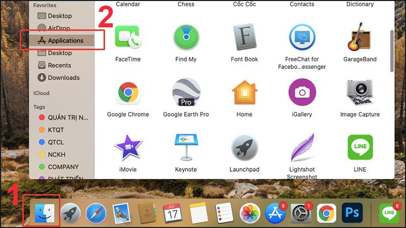Tìm thư mục Applications trong Finder để tìm Google Chrome trên MacBook