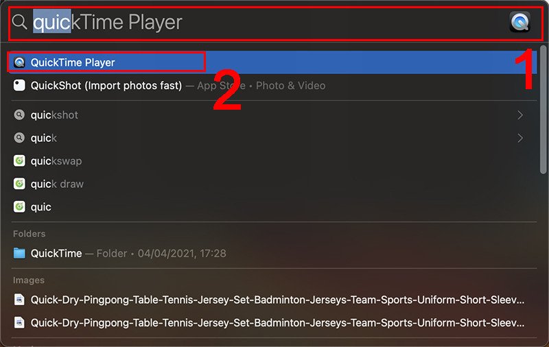 Tìm và mở QuickTime Player để chiếu màn hình điện thoại iPhone lên MacBook