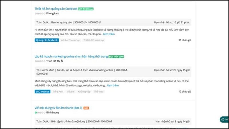 tìm việc làm thêm online