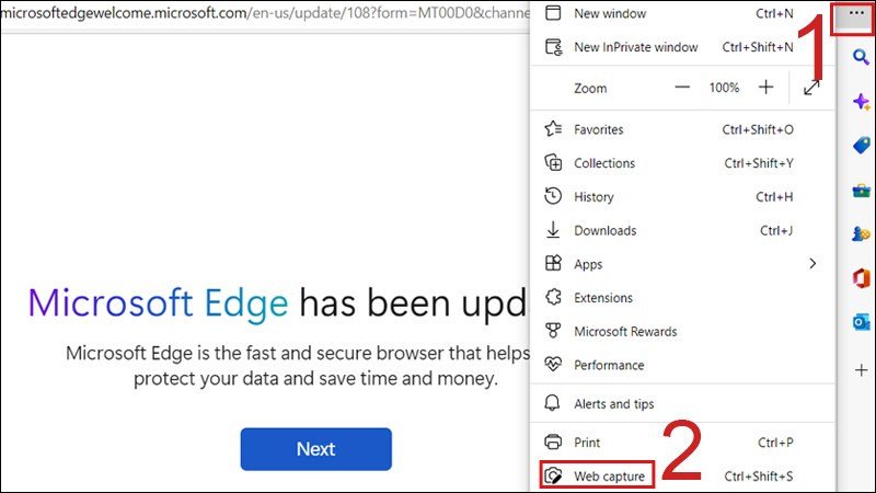 Tính năng chụp màn hình trang web trên Microsoft Edge