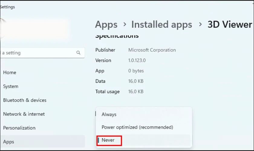 tối ưu wifi laptop win 11 - Tắt ứng dụng nền