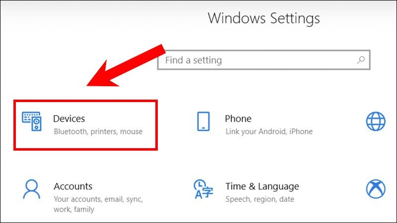 TrÃªn laptop, vÃ o CÃ i Ä‘áº·t vÃ  chá»n Devices