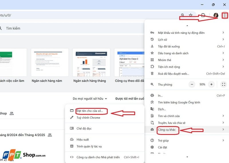 Trang chủ Google Sheets trước khi tải về laptop