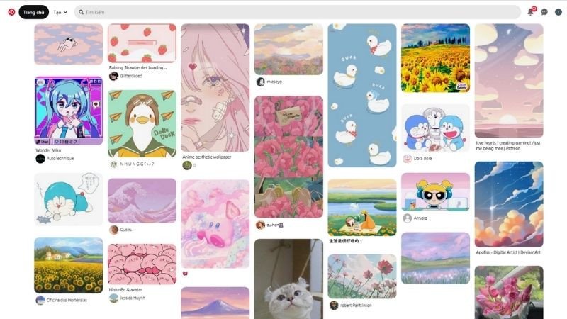 Trang chủ Pinterest với các gợi ý hình nền laptop dễ thương