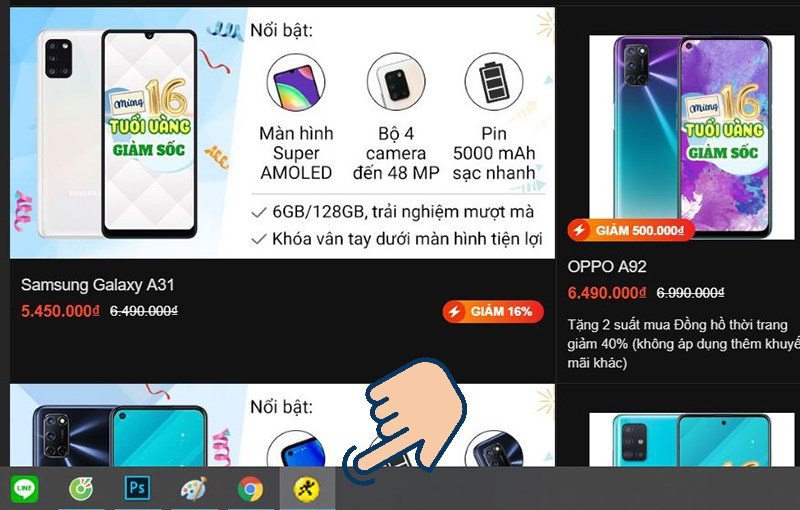 Trang web đã được ghim vào thanh Taskbar trên laptop