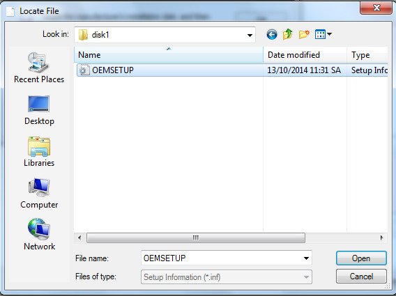 Trình duyệt tìm kiếm tệp driver máy in Ricoh từ đĩa hoặc thư mục