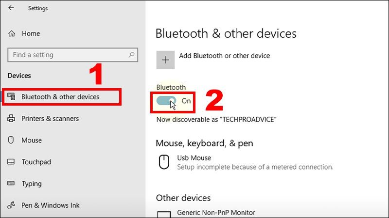 Trong mục Bluetooth and other devices, bật Bluetooth trên laptop
