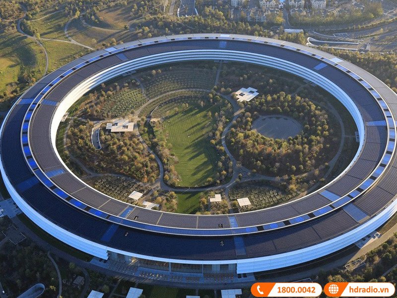 Trụ sở Apple Park, minh chứng cho sự phát triển của Apple trong ngành công nghiệp tai nghe.