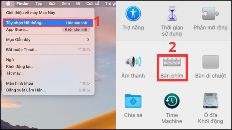 Truy cập cài đặt bàn phím MacBook để reset
