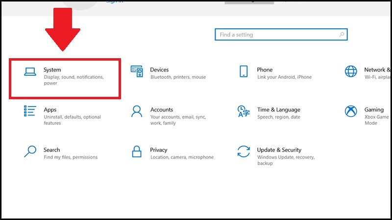 Truy cập cài đặt hệ thống trên laptop Windows
