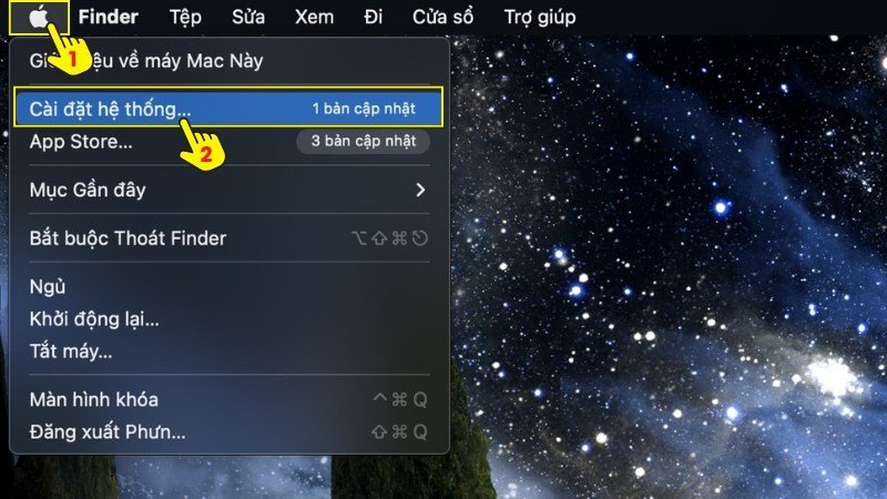 Truy cập Cài đặt hệ thống trên Macbook để tìm tùy chọn bàn phím