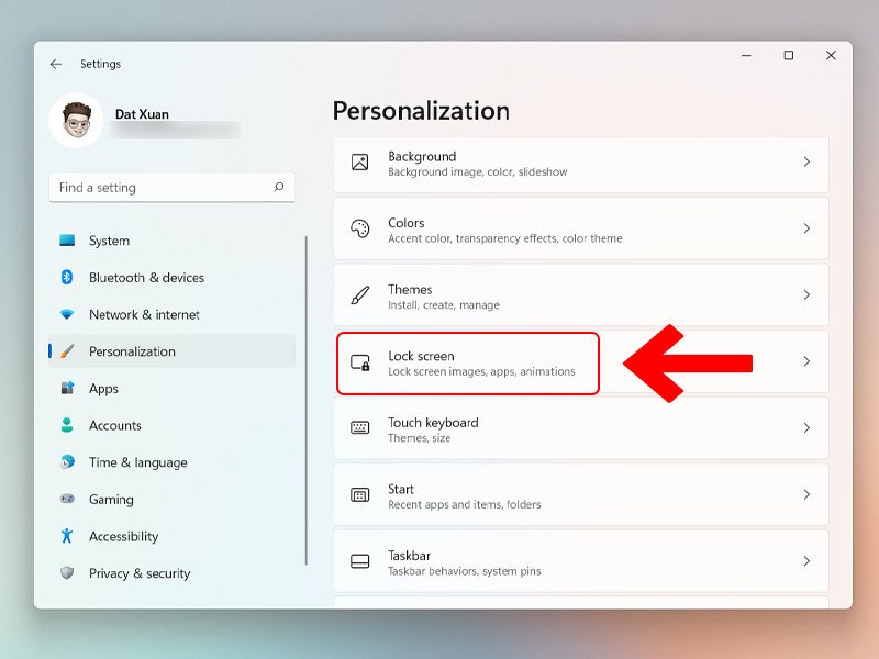 Truy cập cài đặt màn hình khóa