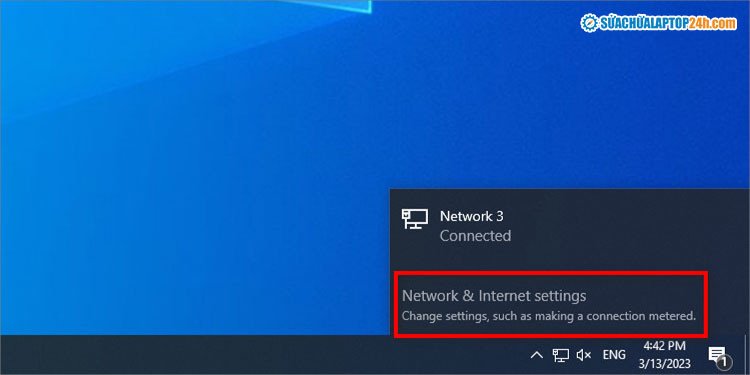 Truy cập cài đặt Network &amp; Internet để xử lý lỗi laptop không hiện wifi
