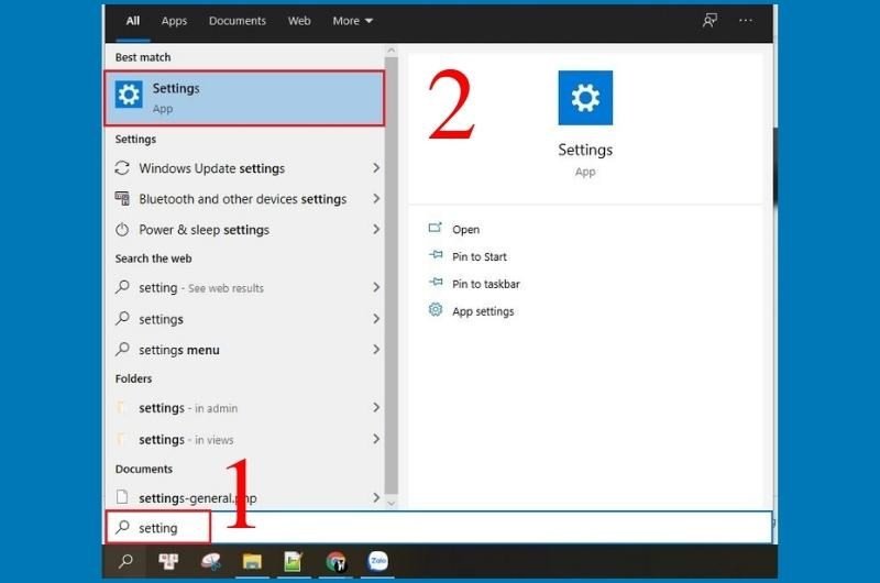 Truy cập cài đặt Windows để điều chỉnh tần số quét laptop