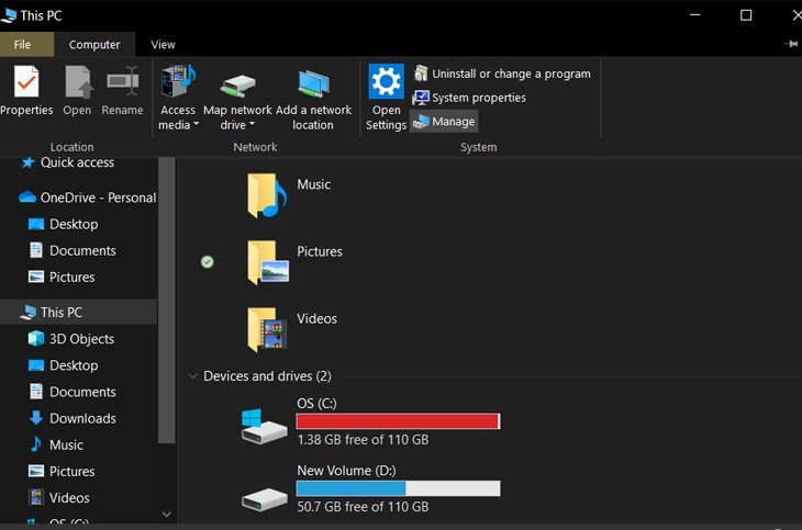 truy cập computer management để đổi mk trên laptop