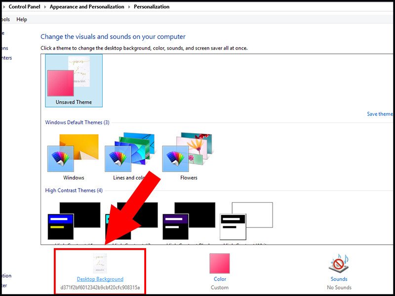 Truy cập Desktop Background để chọn ảnh nền cho Windows 8