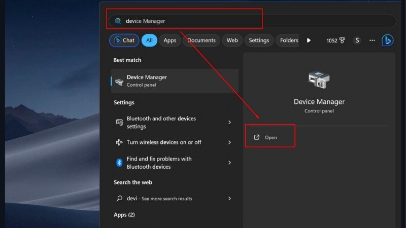 Truy cập Device Manager để mở lại cảm ứng màn hình