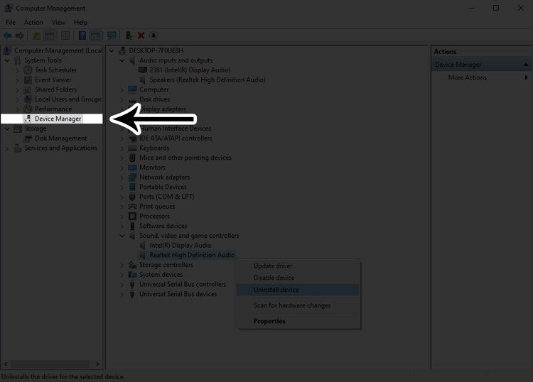 Truy cập Device Manager để quản lý driver âm thanh