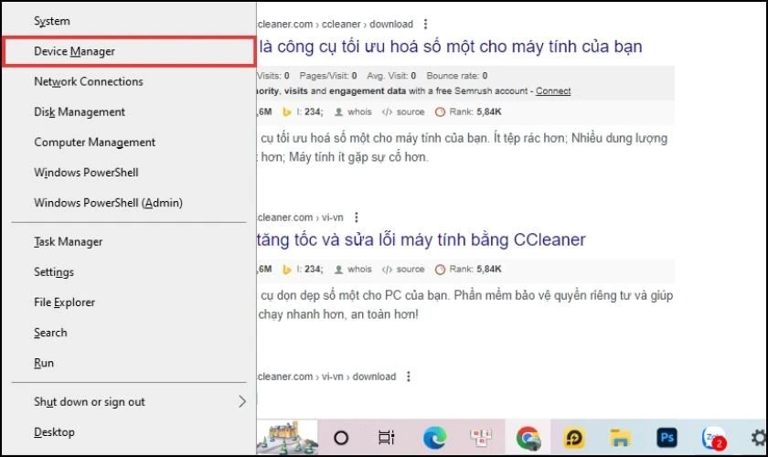 Truy cập Device Manager để sửa lỗi bàn phím laptop bị kẹt