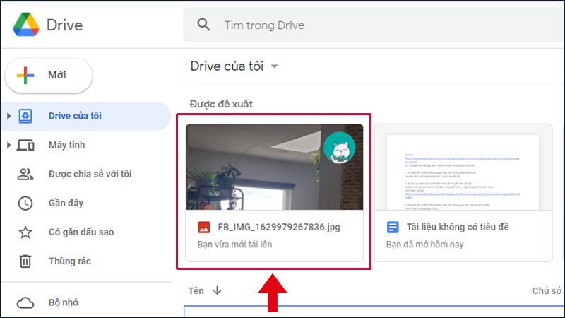 Truy cập Google Drive trên laptop để tìm và tải video đã upload