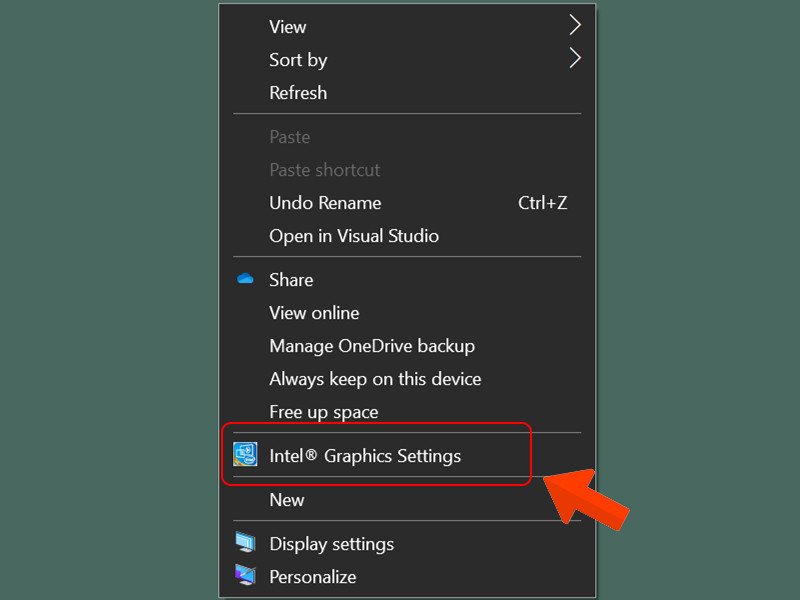 Truy cập Intel Graphics Settings từ menu chuột phải