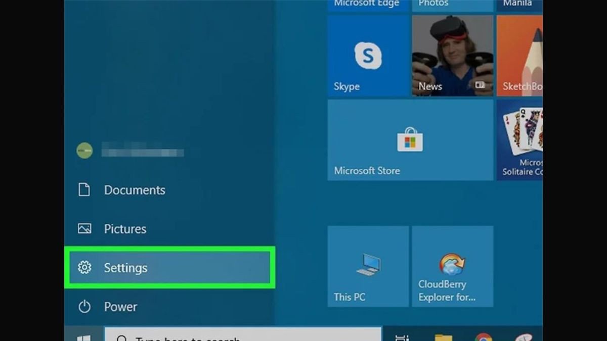 Truy cập mục Cài đặt (Settings) trên Windows 10 để bắt đầu kết nối bàn phím không dây