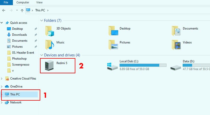 Truy cập ổ đĩa bộ nhớ điện thoại Android trên máy tính