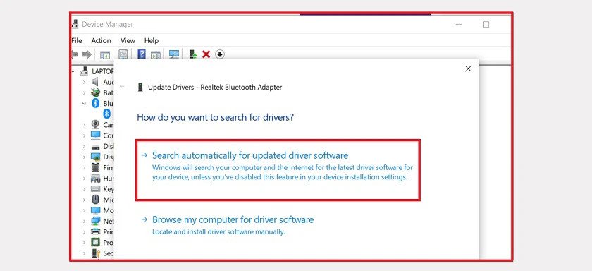 Tự động tìm kiếm driver tai nghe Bluetooth Win 10