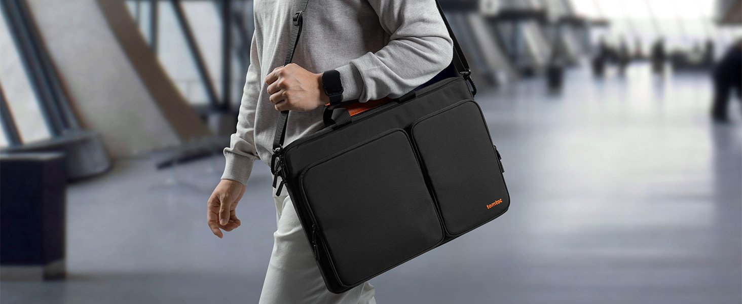 Túi đeo Tomtoc (USA) Briefcase For Laptop 17-inch với dây đai hành lý tiện lợi