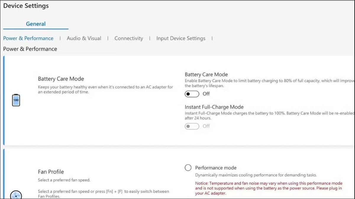 Tùy chỉnh chế độ sạc pin laptop Asus trong MyAsus