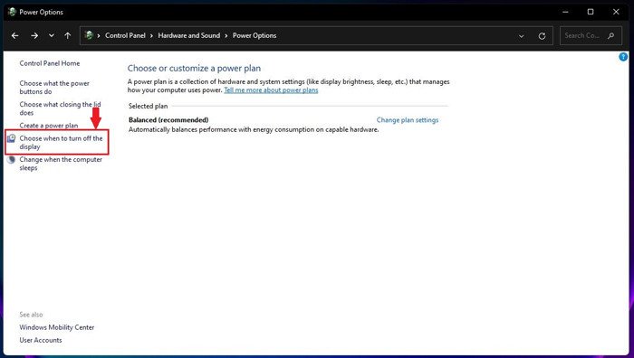 Tùy chỉnh thời gian tự động tắt màn hình laptop trong Power Options