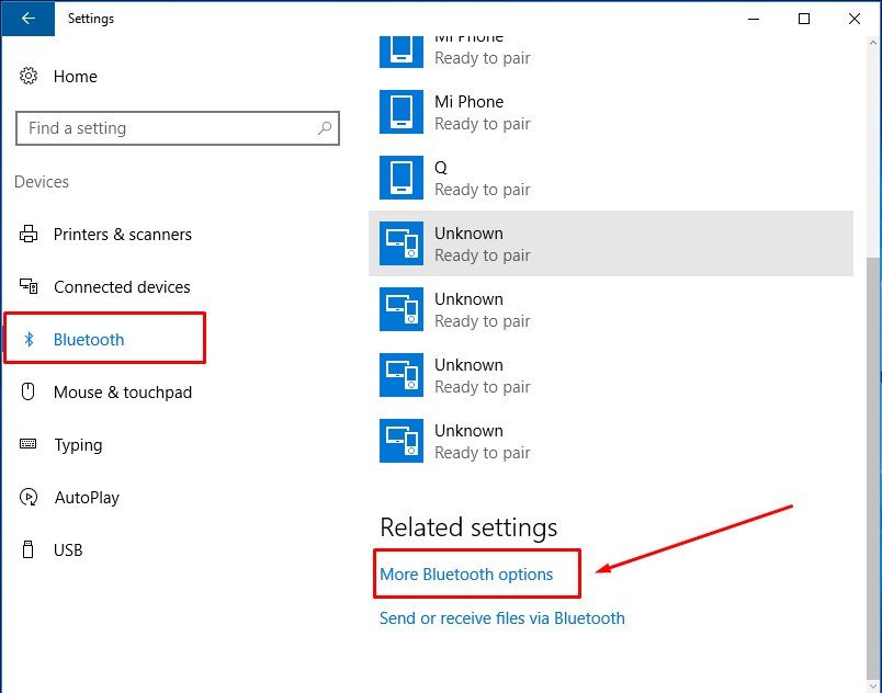 Tùy chọn Bluetooth nâng cao