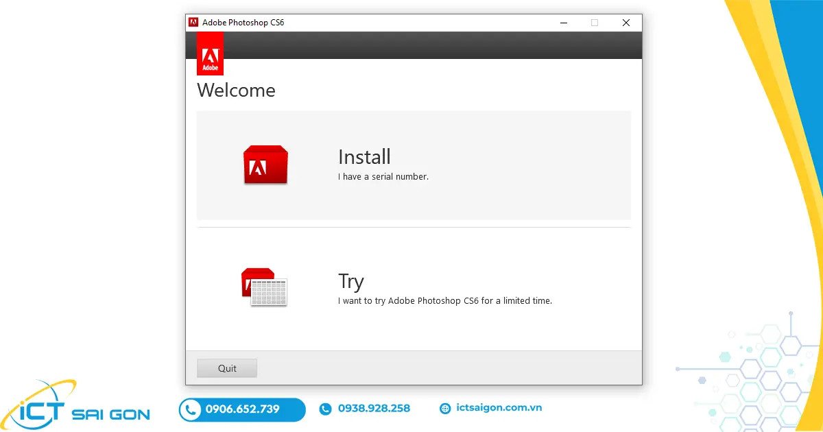 Tùy chọn cài đặt hoặc dùng thử Photoshop