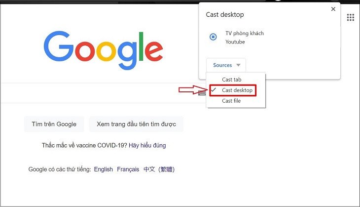 Tùy chọn cast màn hình laptop lên tivi