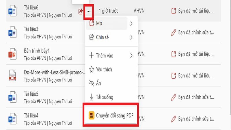 Tùy chọn chuyển đổi file Word sang định dạng PDF