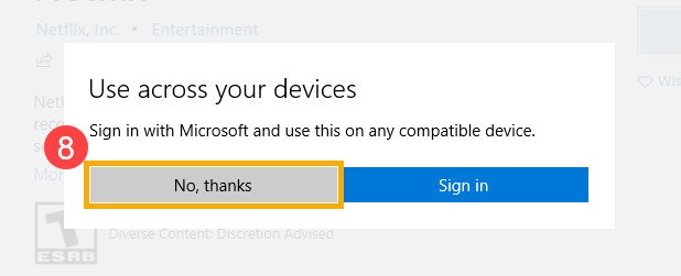 Tùy chọn đăng nhập tài khoản Microsoft khi tải ứng dụng