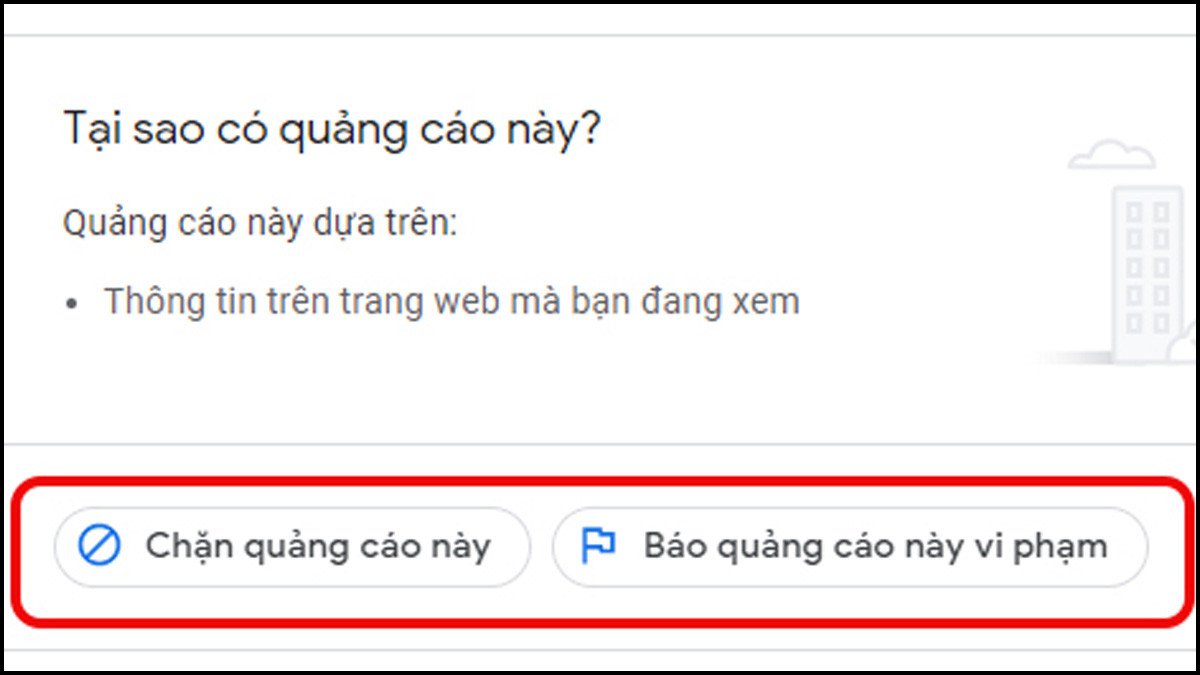 Tùy chọn "Ngừng xem quảng cáo này" trong trình duyệt, minh họa cách người dùng có thể quản lý quảng cáo