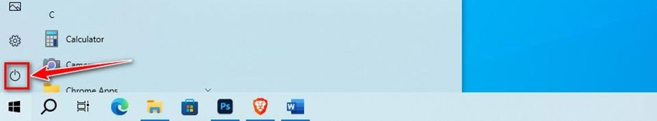 Tùy chọn Shut Down trong Menu Start của laptop Dell