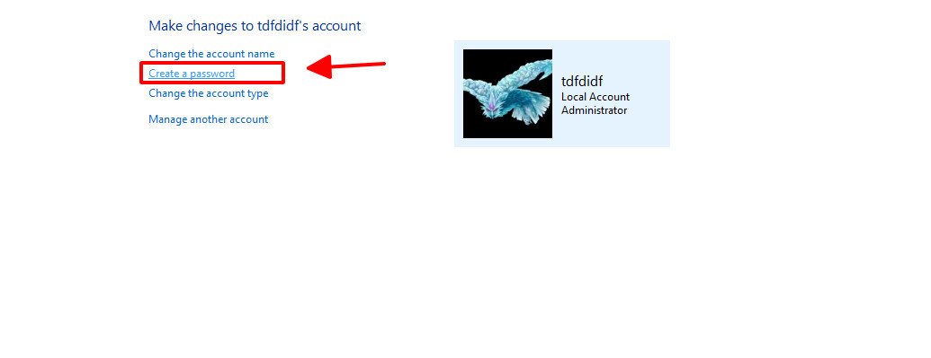 Tùy chọn tạo mật khẩu trong Control Panel trên Windows 10