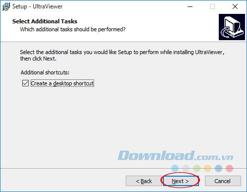Tùy chọn tạo shortcut UltraViewer trên màn hình laptop