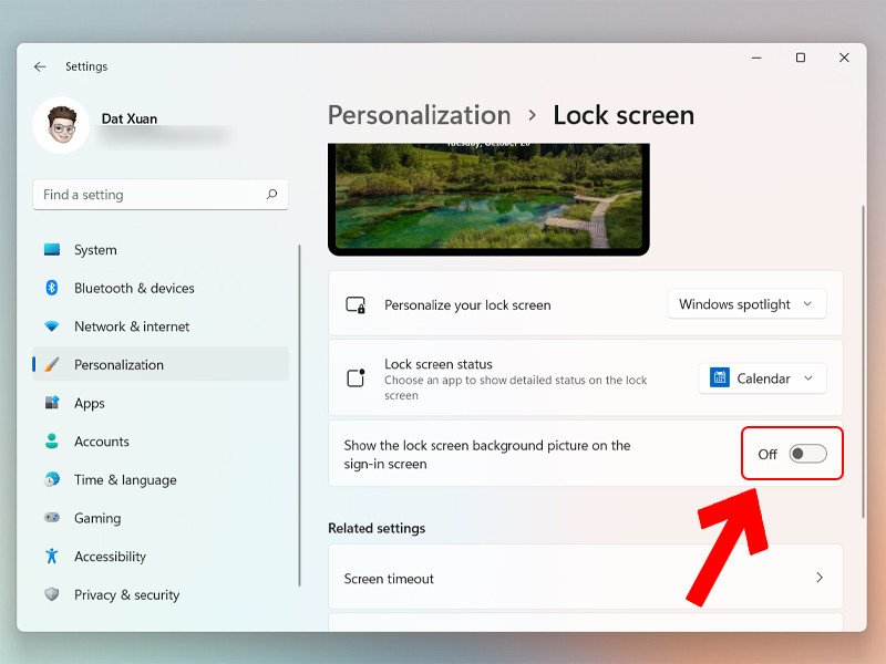 Tùy chọn tắt hình nền khóa